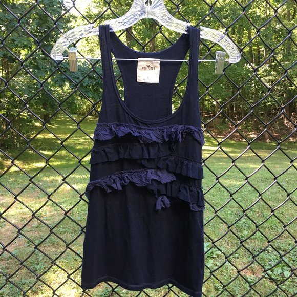 Navy Hollister Ruffled Flowy Tank - Picture 1 of 3